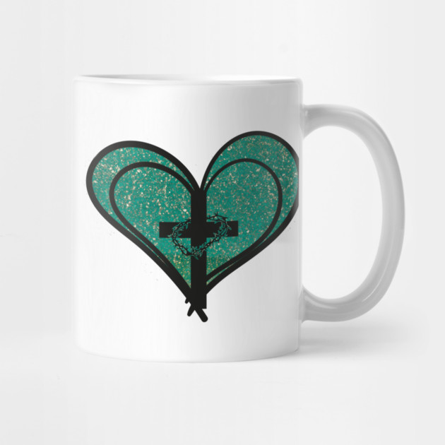 Christian Cross with Hearts and Crown of Thorns by Rox