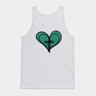 Christian Cross with Hearts and Crown of Thorns Tank Top
