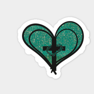 Christian Cross with Hearts and Crown of Thorns Sticker