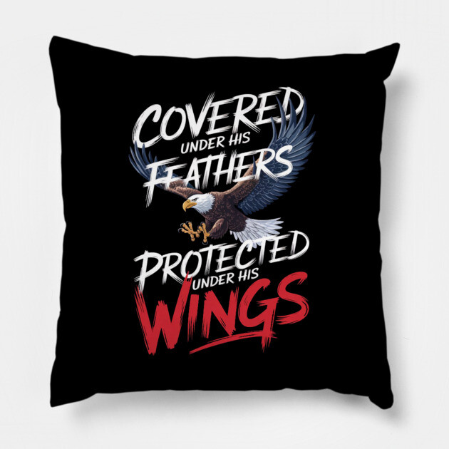 Covered Under His Feathers - Eagle Graphic Pillow by Rox
