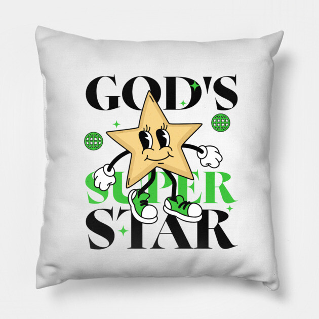 God's Super Star - Inspirational Star Graphic Pillow by Rox