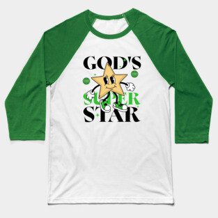 God's Super Star - Inspirational Star Graphic Baseball T-Shirt