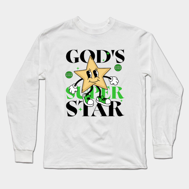God's Super Star - Inspirational Star Graphic Long Sleeve T-Shirt by Rox