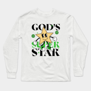 God's Super Star - Inspirational Star Graphic Long Sleeve T-Shirt