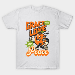 Grace and Love Inner Peace - Orange Emoticon T-Shirt