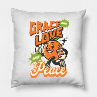 Grace and Love Inner Peace - Orange Emoticon Pillow