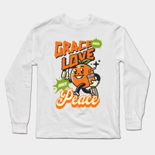 Grace and Love Inner Peace - Orange Emoticon Long Sleeve T-Shirt