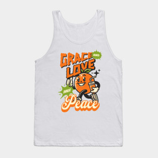 Grace and Love Inner Peace - Orange Emoticon Tank Top