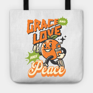 Grace and Love Inner Peace - Orange Emoticon Tote
