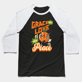 Grace and Love Inner Peace - Orange Emoticon Baseball T-Shirt