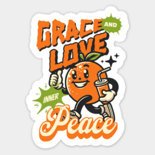 Grace and Love Inner Peace - Orange Emoticon Sticker