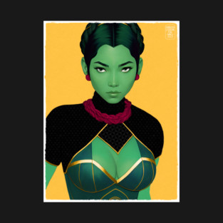 Green Alien Woman Bright Pop Art T-Shirt