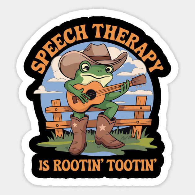 Speech Therapy Is Rootin Tootin Cute Western Frog SLP Sticker by ArtistTee ⭐⭐⭐⭐⭐