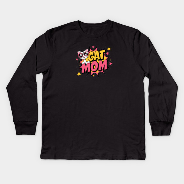 Cat Mom Kids Long Sleeve T-Shirt by Pete the Cat Guy