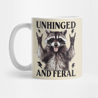 Unhinged and Feral Racoon, Funny Meme, Vintage Feral Racoon Mug