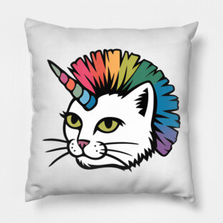 Rainbow Cat Unicorn Pillow