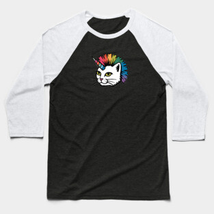 Rainbow Cat Unicorn Baseball T-Shirt