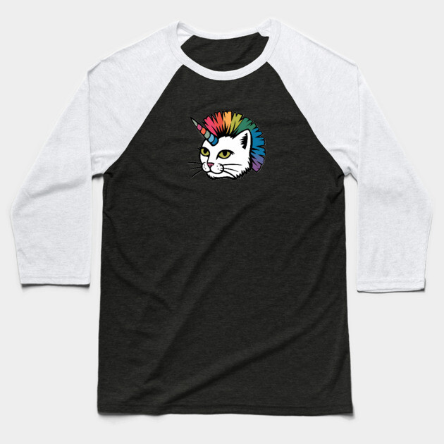 Rainbow Cat Unicorn Baseball T-Shirt by Pete the Cat Guy