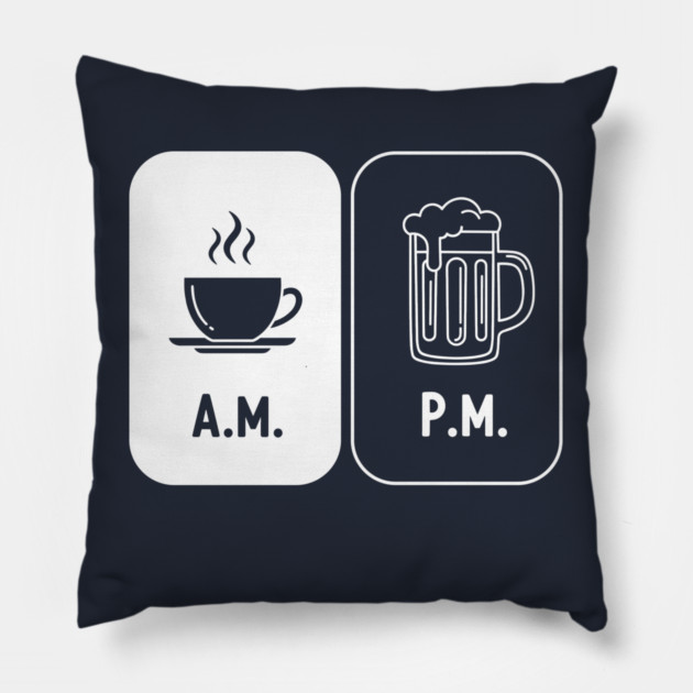 Morning Coffee, Evening Beer Pillow by enrynz