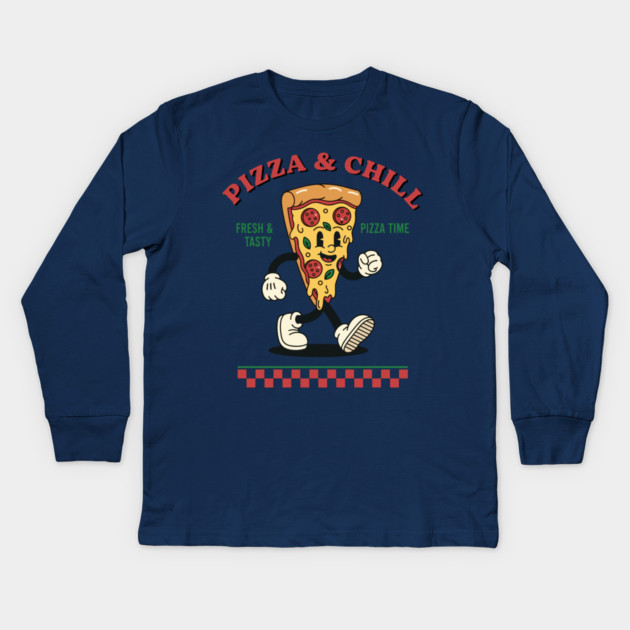 Pizza and Chill Kids Long Sleeve T-Shirt by enrynz