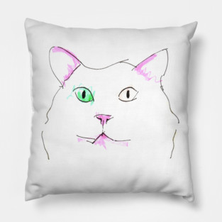 Heterochromia Cat Sketch Pillow