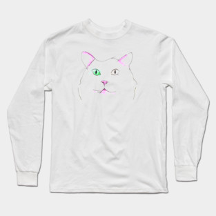 Heterochromia Cat Sketch Long Sleeve T-Shirt