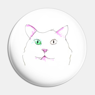 Heterochromia Cat Sketch Pin