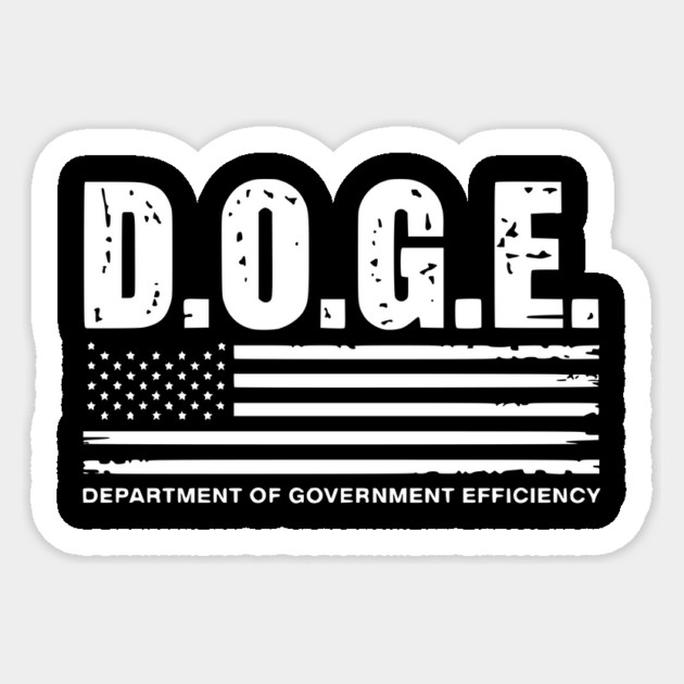 Doge-Department-Of-Government-Efficiency-Us-Flag Sticker by ArtistTee ⭐⭐⭐⭐⭐