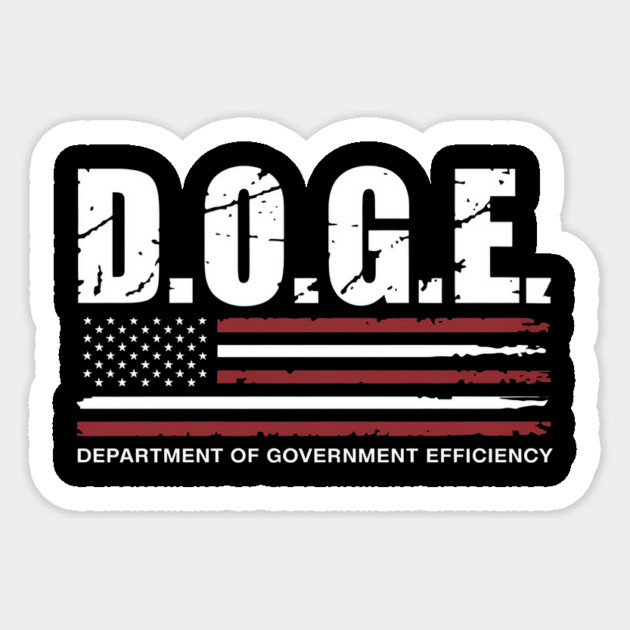 Doge-Department-Of-Government-Efficiency-Us-Flag Sticker by ArtistTee ⭐⭐⭐⭐⭐