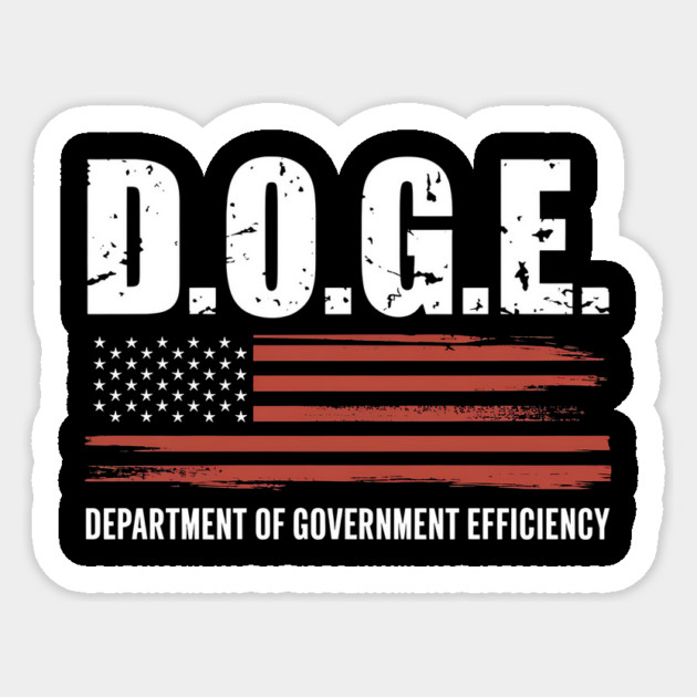 Doge-Department-Of-Government-Efficiency-Us-Flag Sticker by ArtistTee ⭐⭐⭐⭐⭐