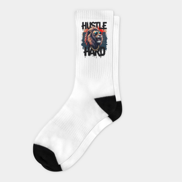 Hustle hard - Hustle hard: Fierce Lion Street Style Socks by Steve