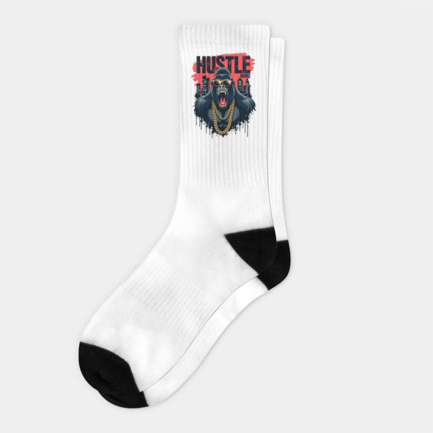 Hustle hard - Hustle hard: Fierce Gorilla Street Style Socks by Steve