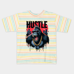 Hustle hard - Hustle: Fierce Gorilla Street Style Kids T-Shirt