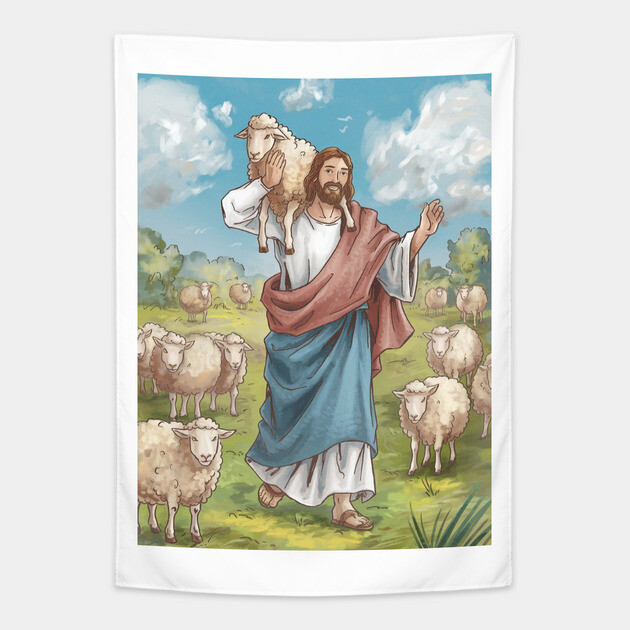 Jesus The Shepherd: The Lost Sheep Found Tapestry by Rox