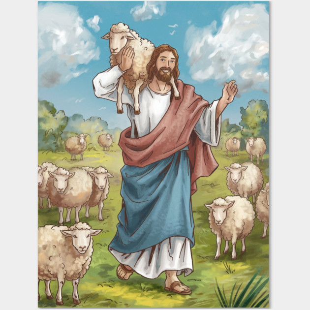 Jesus The Shepherd: The Lost Sheep Found Wall Art by Rox