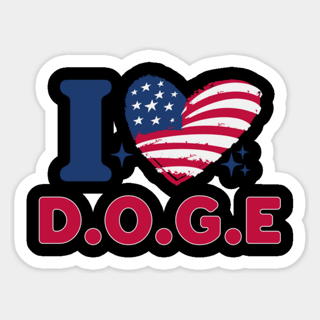 I Heart DOGE American Flag Sticker by ArtistTee ⭐⭐⭐⭐⭐