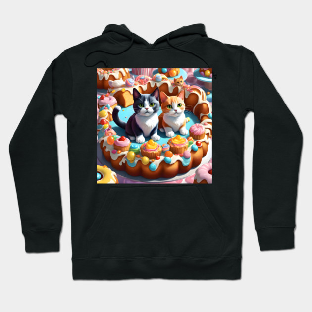 Cat Topping Cakes Hoodie by dazzleprintsplus