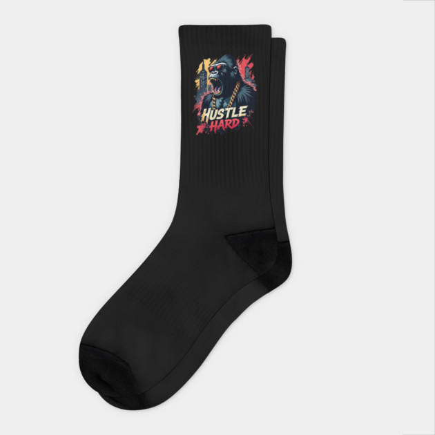 Hustle hard - Hustle hard: Fierce Gorilla Street Style Socks by Steve