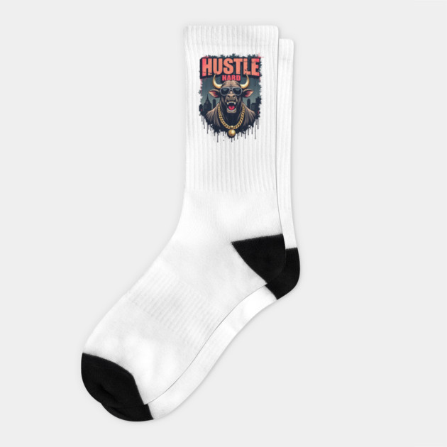 Hustle hard - Hustle hard: Fierce Bull Street Style Socks by Steve