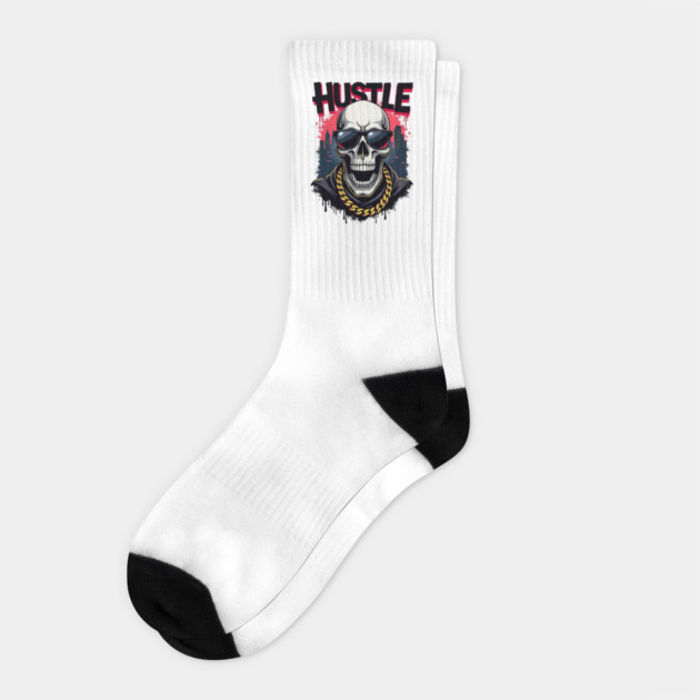 Hustle hard - Hustle: Fierce Skull Street Style Socks by Steve
