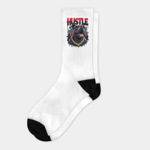 Hustle hard - Hustle: Fierce Dog Street Style Socks by Steve