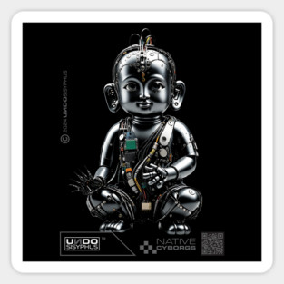 Cyborg Baby Buddha (Black) | UndoSisyphus™ Native Cyborgs Collection Sticker