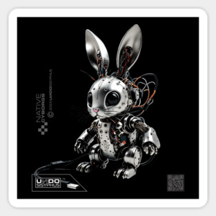 Cute Cyborg Bunny (Black) | UndoSisyphus™ Native Cyborgs Collection Sticker