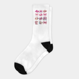 Coquette Pink Cowboy Hats Bows Cowgirl Boots Scootin design Socks