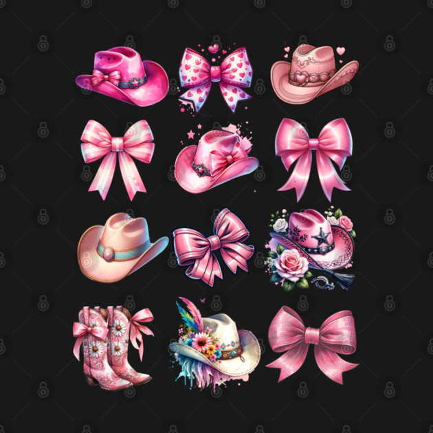 Coquette Pink Cowboy Hats Bows Cowgirl Boots Scootin design by Luxinda