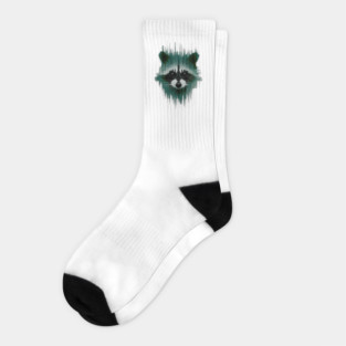 Dark Green Forest Goth Racoon Socks