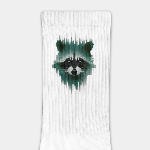 Dark Green Forest Goth Racoon by Luxinda