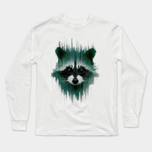 Dark Green Forest Goth Racoon Long Sleeve T-Shirt