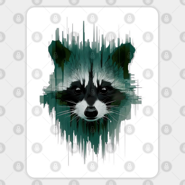 Dark Green Forest Goth Racoon Sticker by Luxinda