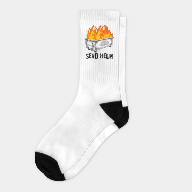 Fancy Dumpster Hot Fire, Send Help! funny silly design Socks by Luxinda